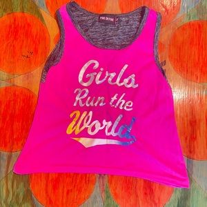 Pink On Pink Girls Pink/Gray Athletic Tank Top Size 6x Girls Run